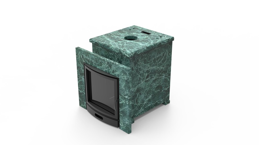 Печь в облицовке из натурального камня Genesis GN 500 облицовка закрытая плоская пироксенит-элит фото в Краснодаре