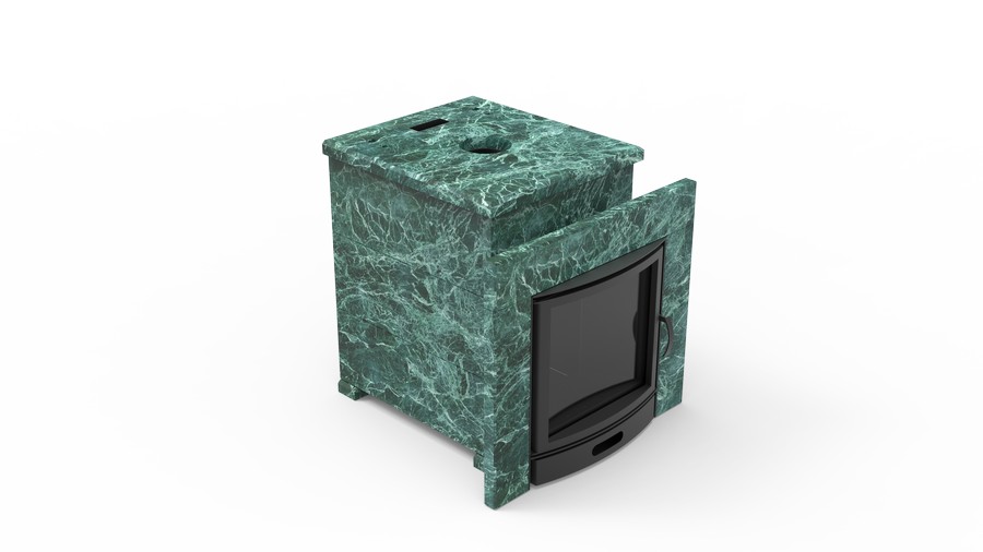 Печь в облицовке из натурального камня Genesis GN 500 облицовка закрытая плоская пироксенит-элит фото в Краснодаре