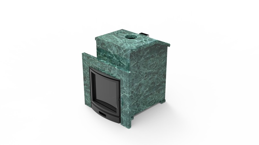 Печь в облицовке из натурального камня Genesis GN 500 облицовка закрытая со скосом талькохлорит-шлифовка фото в Краснодаре