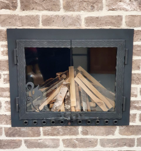 Каминная дверь 600×600 мм с обдувом фото в Краснодаре