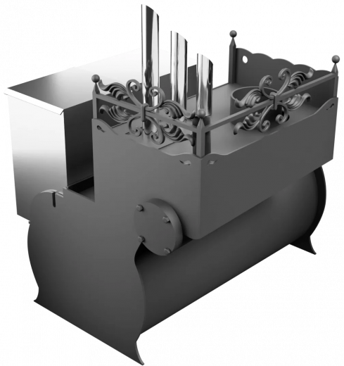 Печь Горыныч 3, каменка закрытая с парогенератором с левой стороны, малая дверь со стеклом фото в Краснодаре