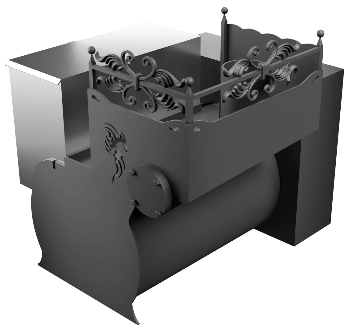 Печь Горыныч 3, каменка с левой стороны, малая дверь со стеклом, естественная система воздушного отопления фото в Краснодаре Печь Горыныч 3, каменка с левой стороны, малая дверь со стеклом, естественная система воздушного отопления фото в Краснодаре