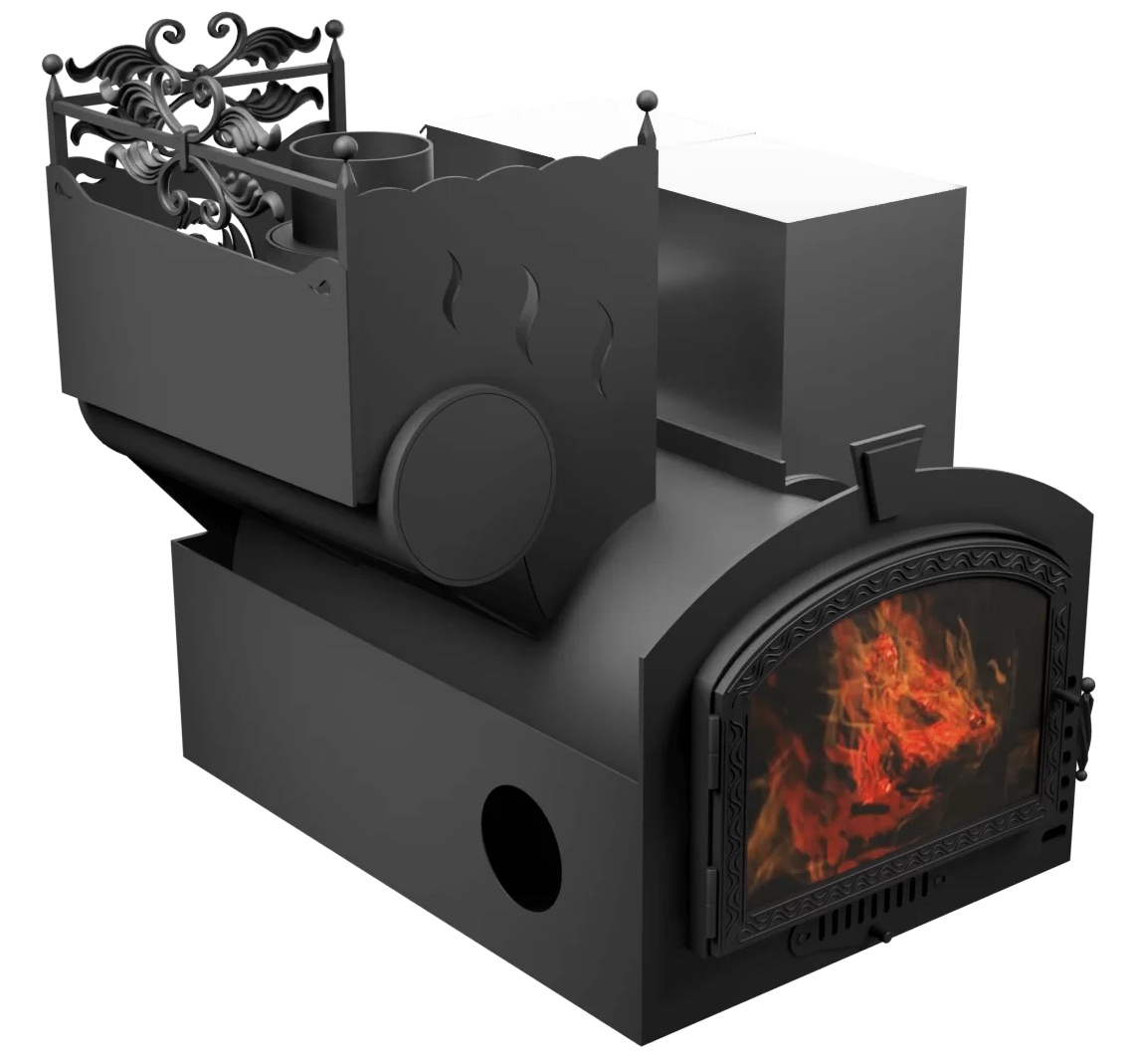 Печь Горыныч 3, каменка с левой стороны, большая дверь со стеклом, система воздушного отопления фото в Краснодаре Печь Горыныч 3, каменка с левой стороны, большая дверь со стеклом, система воздушного отопления фото в Краснодаре