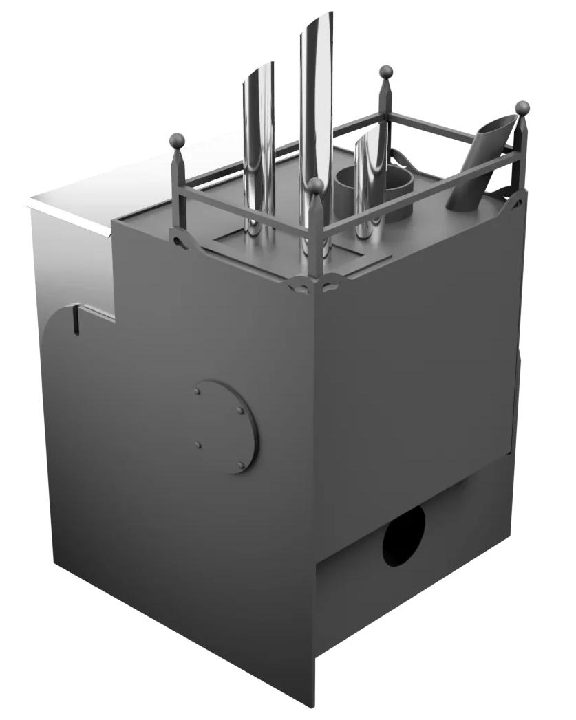 Печь Горыныч Мини, каменка закрытая с парогенератором с левой стороны, система воздушного отопления фото в Краснодаре Печь Горыныч Мини, каменка закрытая с парогенератором с левой стороны, система воздушного отопления фото в Краснодаре