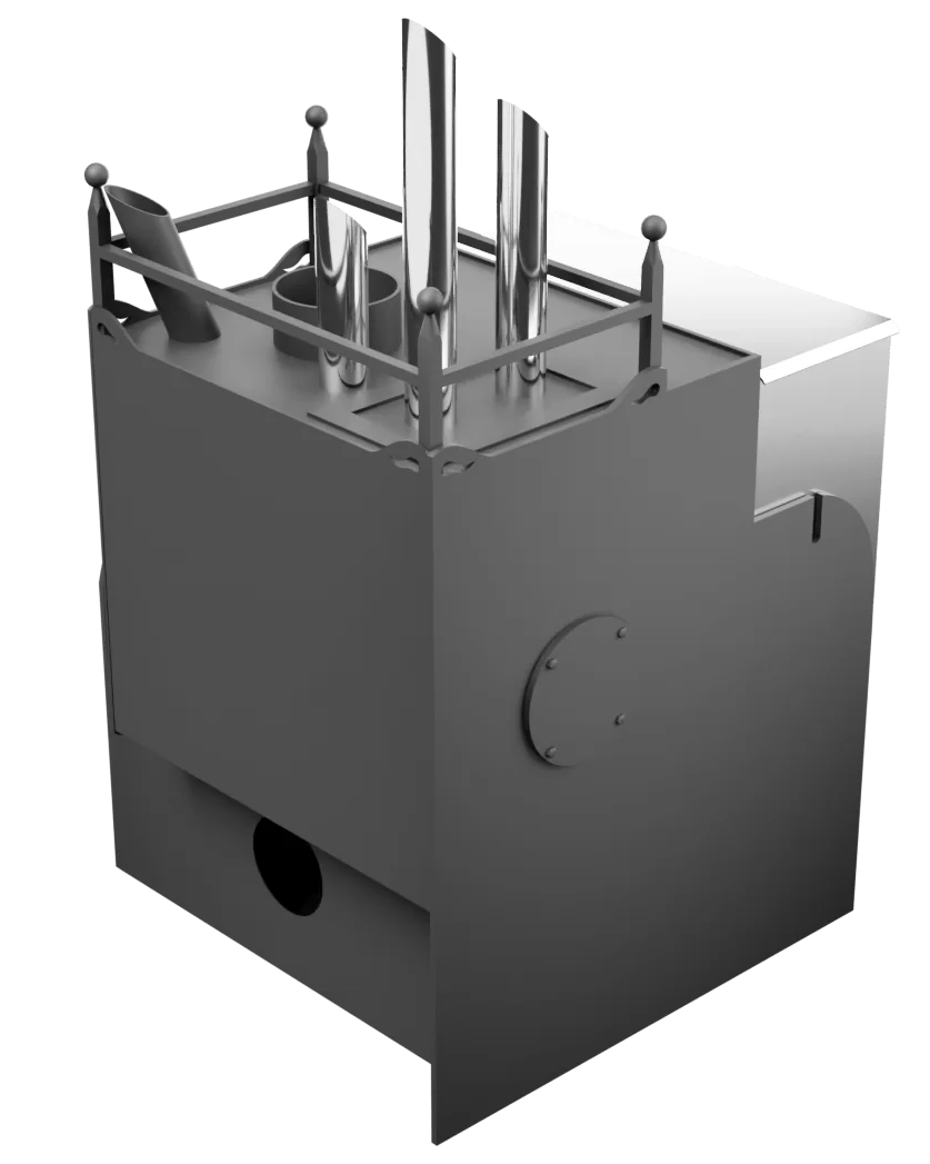 Печь Горыныч Мини, каменка закрытая с парогенератором с правой стороны, система воздушного отопления фото в Краснодаре Печь Горыныч Мини, каменка закрытая с парогенератором с правой стороны, система воздушного отопления фото в Краснодаре