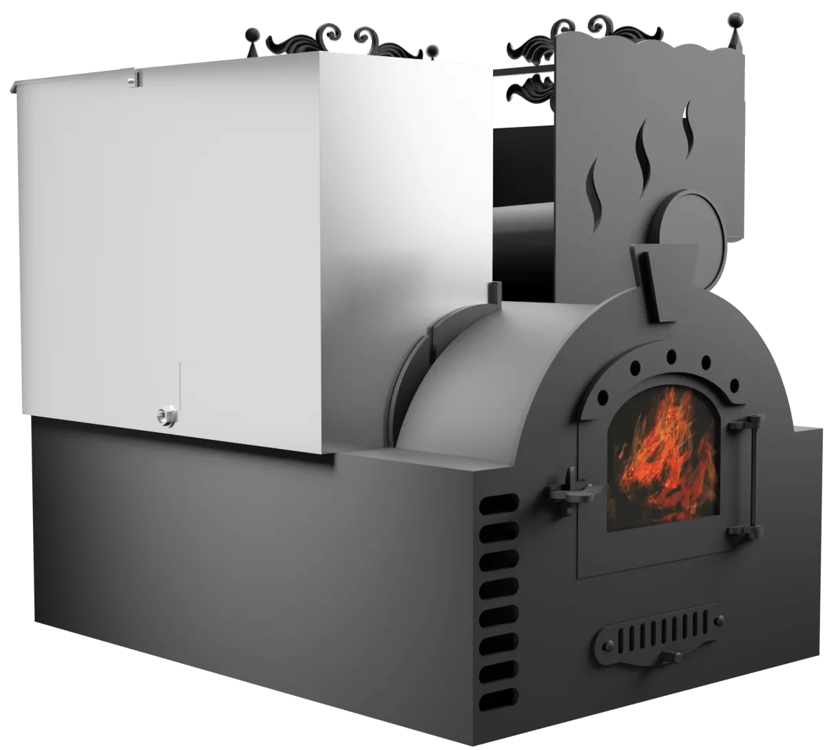 Печь Горыныч 3, каменка с правой стороны, малая дверь со стеклом, система воздушного отопления фото в Краснодаре Печь Горыныч 3, каменка с правой стороны, малая дверь со стеклом, система воздушного отопления фото в Краснодаре