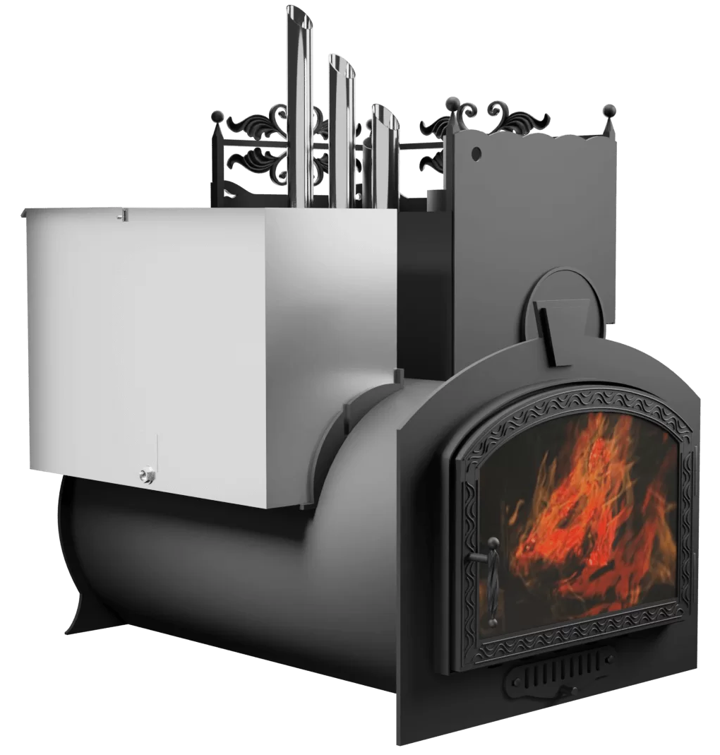 Печь Горыныч 3, каменка закрытая с парогенератором с правой стороны, большая дверь со стеклом фото в Краснодаре Печь Горыныч 3, каменка закрытая с парогенератором с правой стороны, большая дверь со стеклом фото в Краснодаре