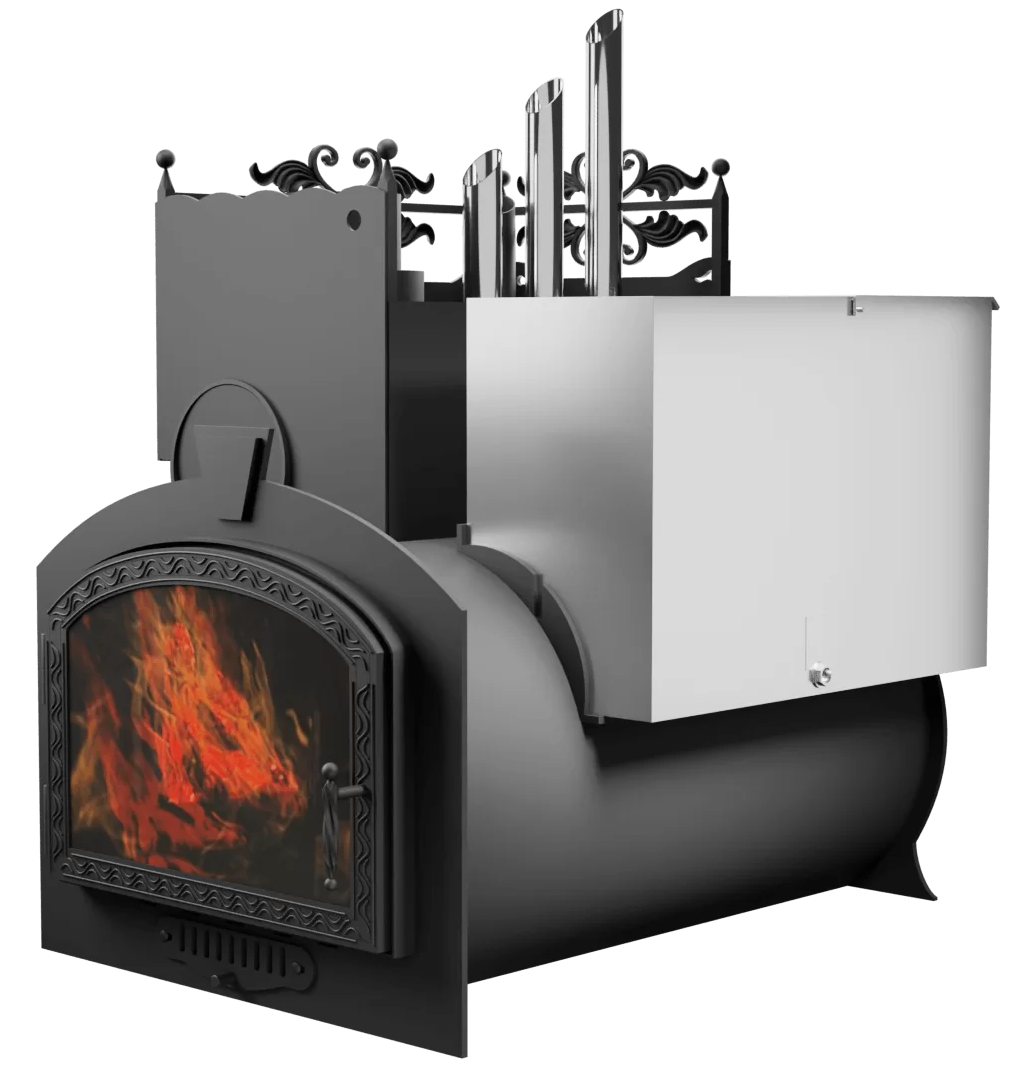 Печь Горыныч 3, каменка закрытая с парогенератором с левой стороны, большая дверь со стеклом фото в Краснодаре Печь Горыныч 3, каменка закрытая с парогенератором с левой стороны, большая дверь со стеклом фото в Краснодаре