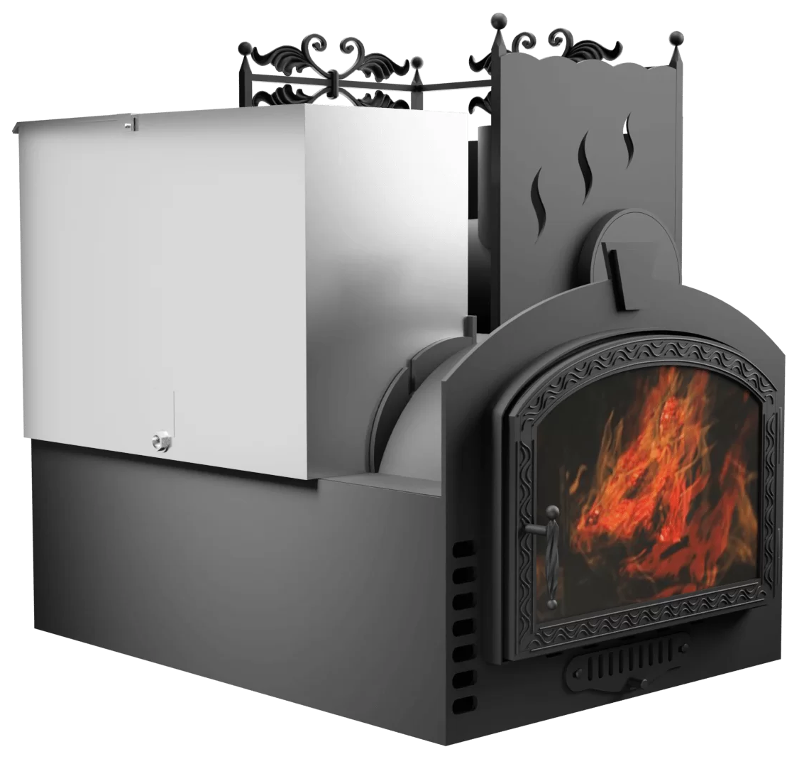 Печь Горыныч 3, каменка с правой стороны, большая дверь со стеклом, система воздушного отопления фото в Краснодаре Печь Горыныч 3, каменка с правой стороны, большая дверь со стеклом, система воздушного отопления фото в Краснодаре